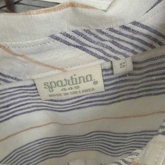 Spartina 449 Callie Linen Boardwalk Striped Long Sleeve Shirt - Picture 2 of 5